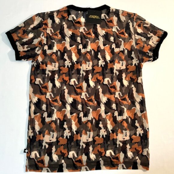 Andrew Christian - Size XL Athletic Sheer Camouflage T-Shirt Khaki Camo/Black - Picture 9 of 10
